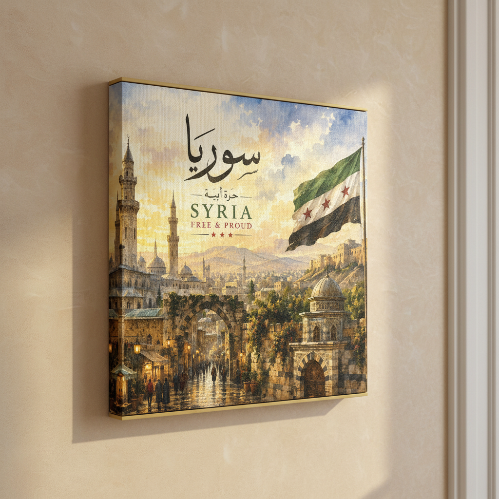 Syria Damascus Thin Canvas Wall Art | Vintage Damascus Cityscape | Syrian Home Decor