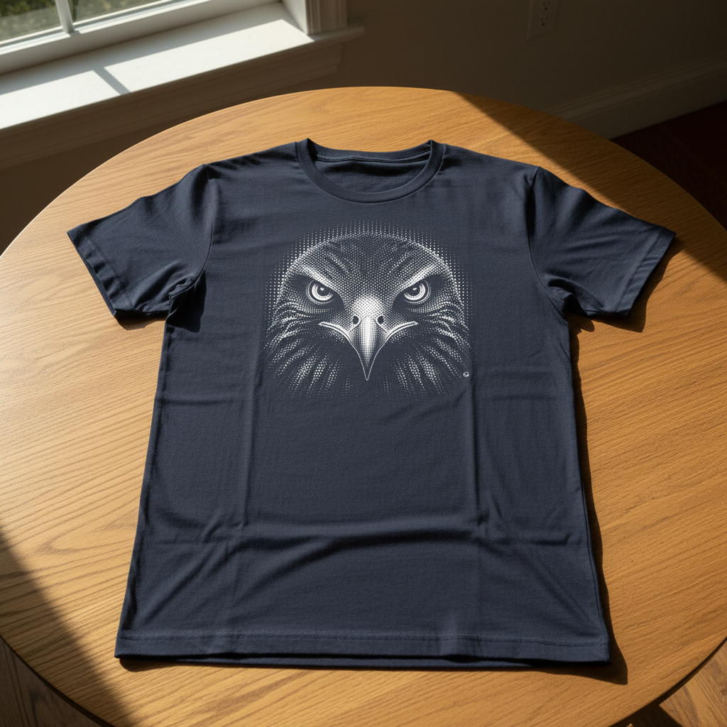 Syrian Eagle Halftone T-Shirt | Bold Black & White Eagle Design